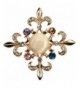 Brooch Multicolored Rhinestone Fleur Plated