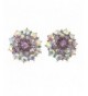 Lavender Rhinestone Silver Purple Earrings