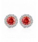 Gold Plated Zirconia Earrings Hypoallergenic Gold Red