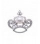 JYX Crwon style Freshwater Pearl Brooch Silver