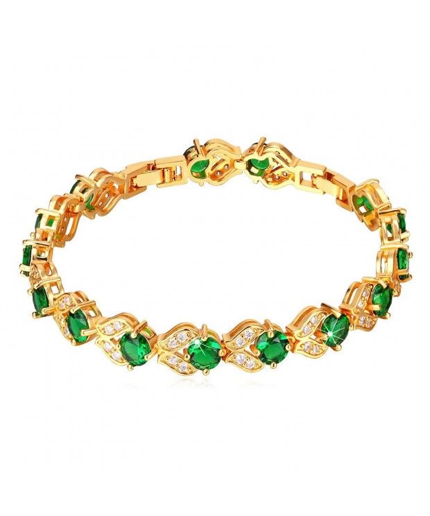 Birthstone Emerald Crystal Bracelet Plated