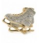 Clear Austrian Crystal Skates Brooch