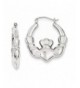 Sterling Rhodium plated Polished Hoop Earrings