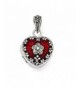 Sterling Silver Enamel Marcasite Locket