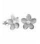 Rhodium Sterling Silver Plumeria Earrings