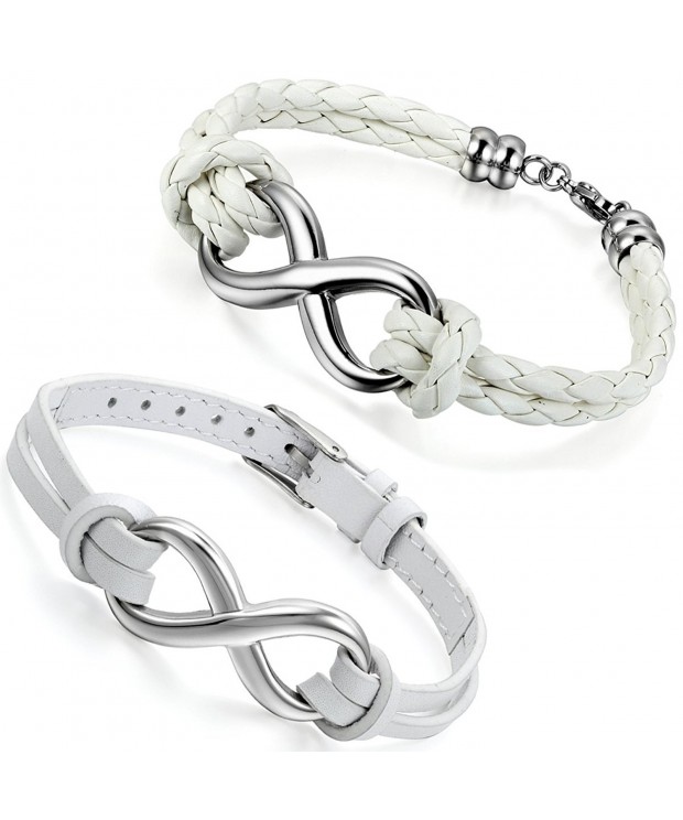 Aroncent Infinity Leather Bracelet Stainless