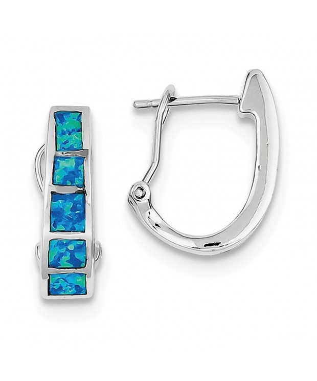 Sterling Rhodium Synthetic Squares Earrings