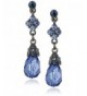 1928 Jewelry Hematite Tone Blue Earrings